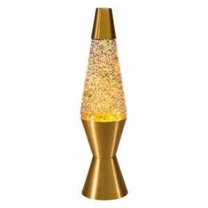 14.5″ LAVA Lamp Rainbow Glitter – Clear/Gold