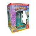 A box sitting at an angle with openings to the magic castle aquarium inside. The product name and information is visible on the package.