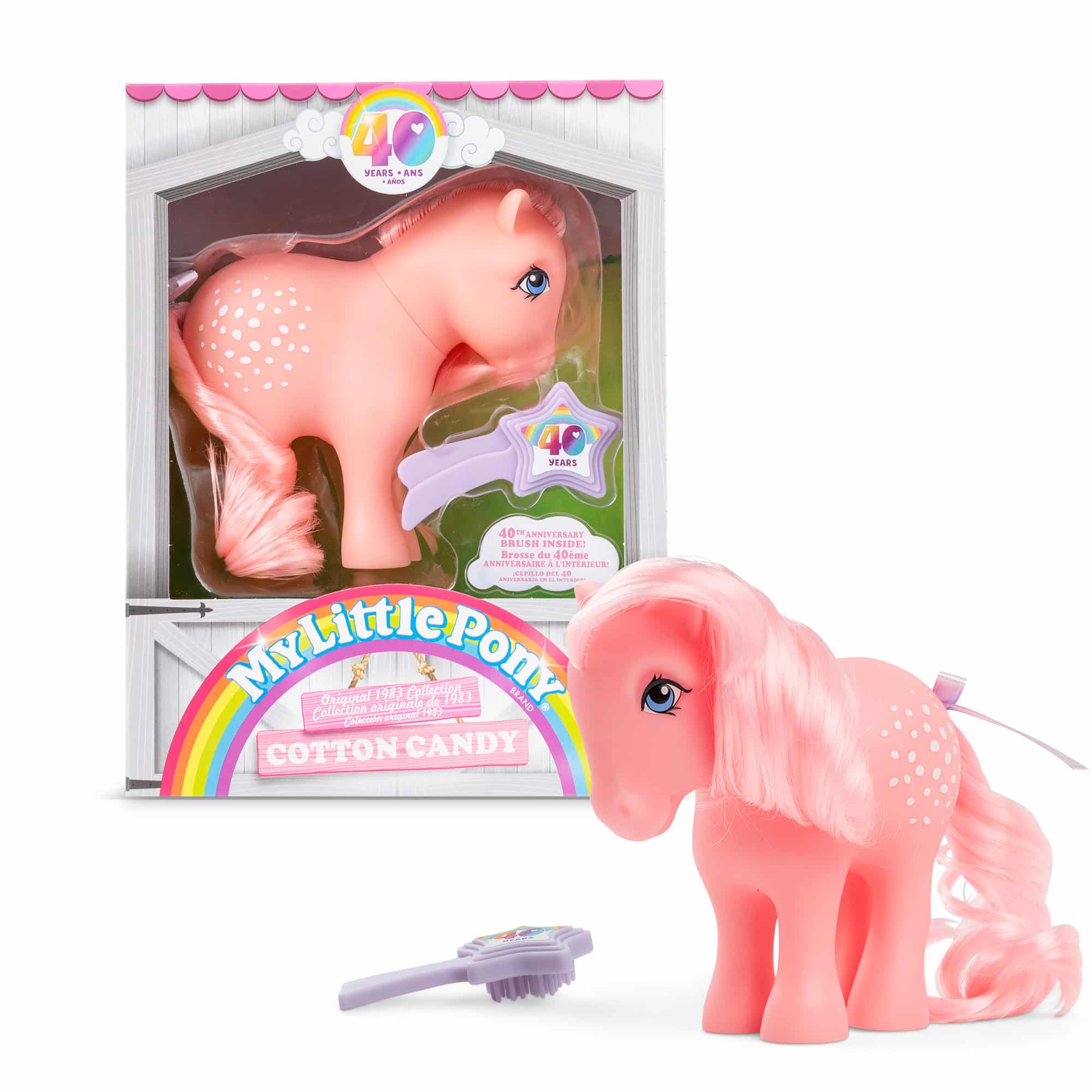 My Little Pony 40th Anniversary Original Pony - Cotton Candy Pony and Package with Comb