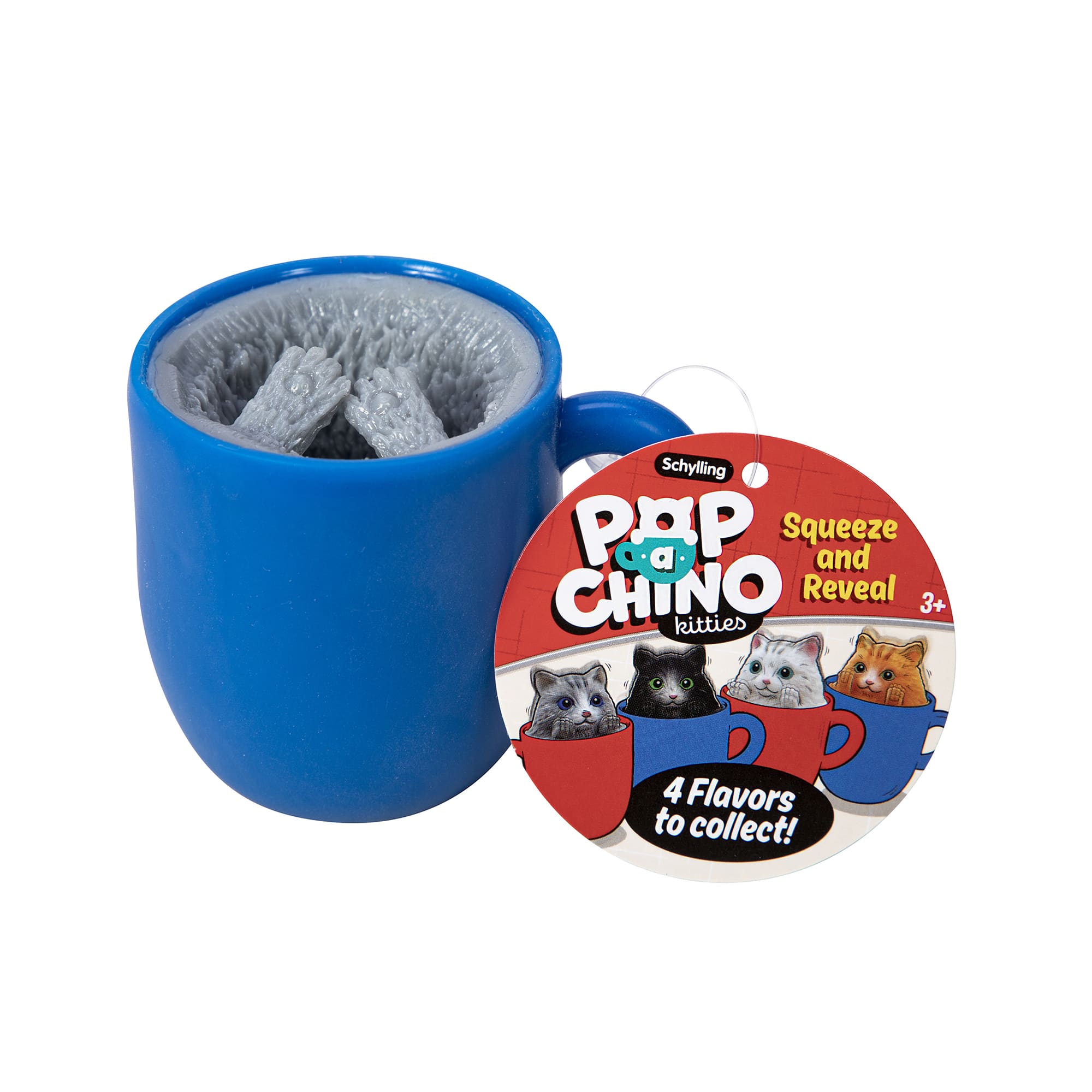 Pop-A-Chino Kitties - Blue Cup with Grey Cat Inside with Hangtag