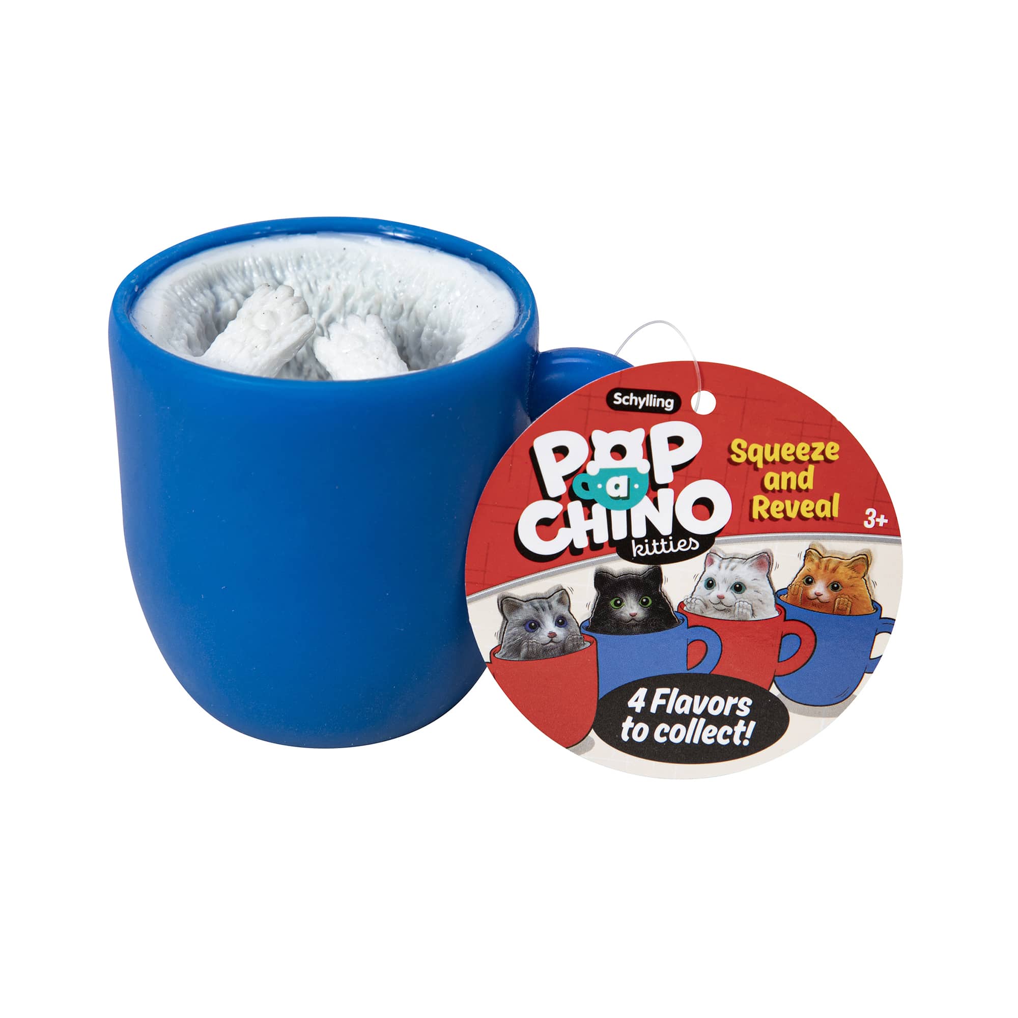 Pop-A-Chino Kitties - Blue Cup with White Cat Inside with Hangtag