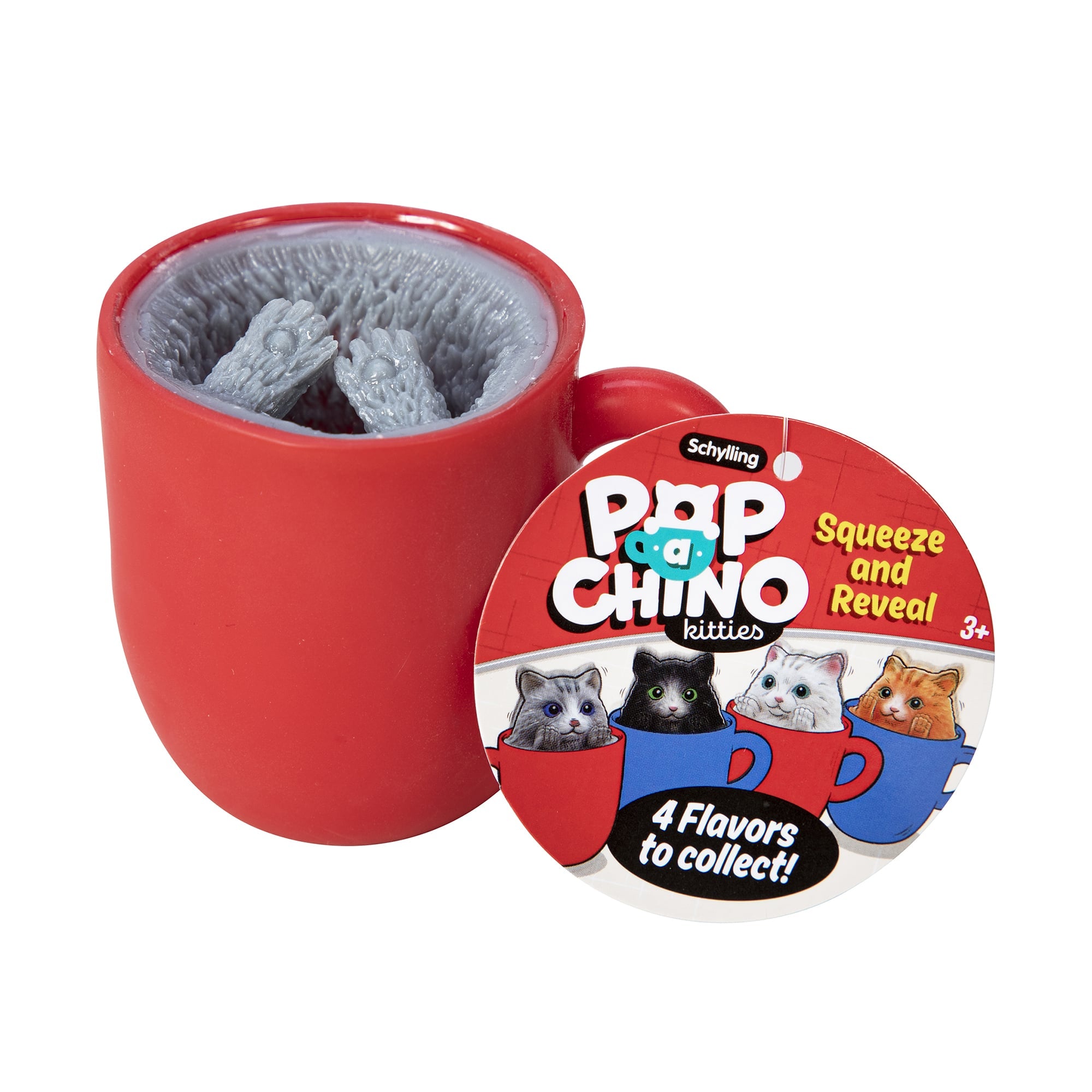 Pop-A-Chino Kitties - Red Cup with Grey Cat Inside with Hangtag
