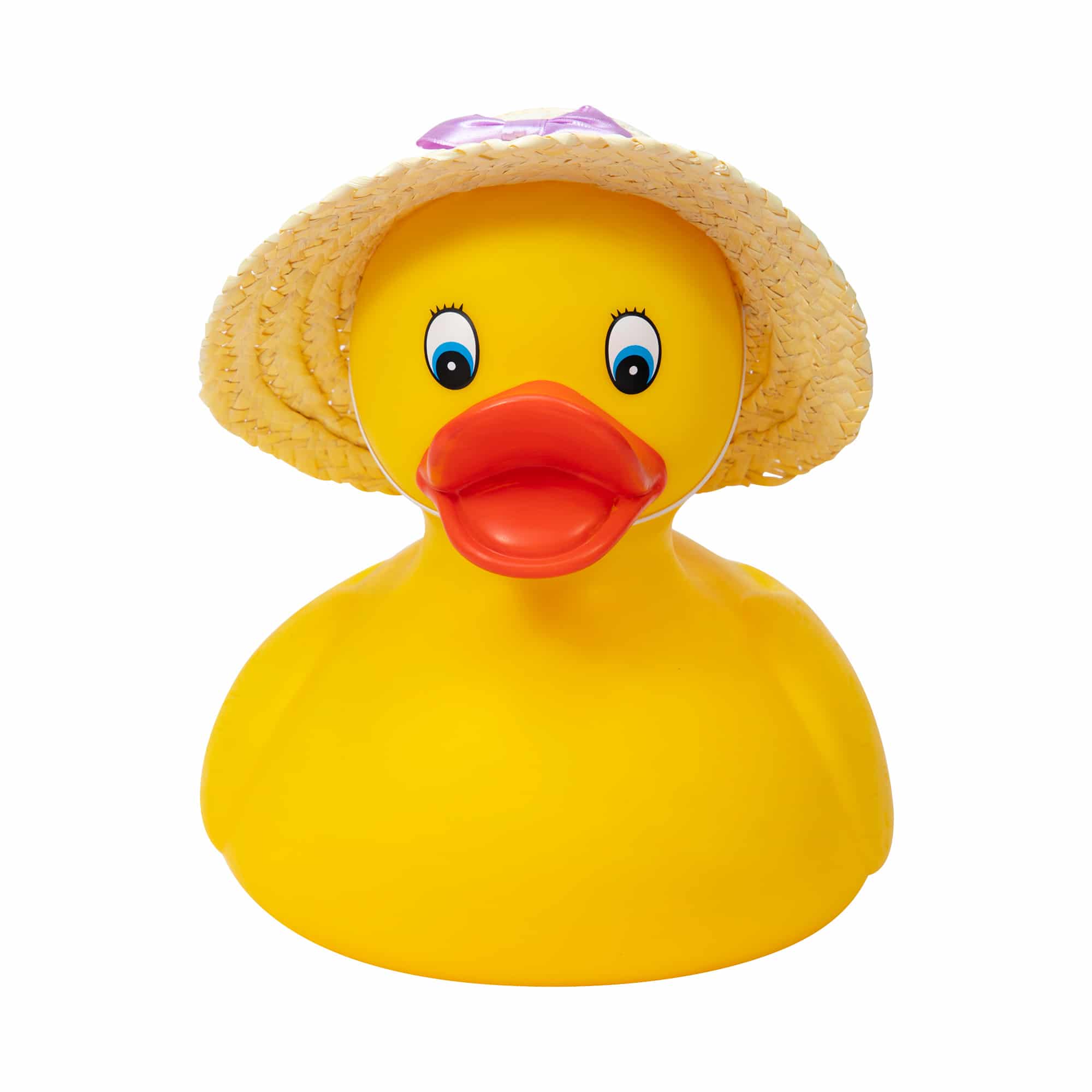 Large Rubber Duck with Straw Hat with Purple Bow Front