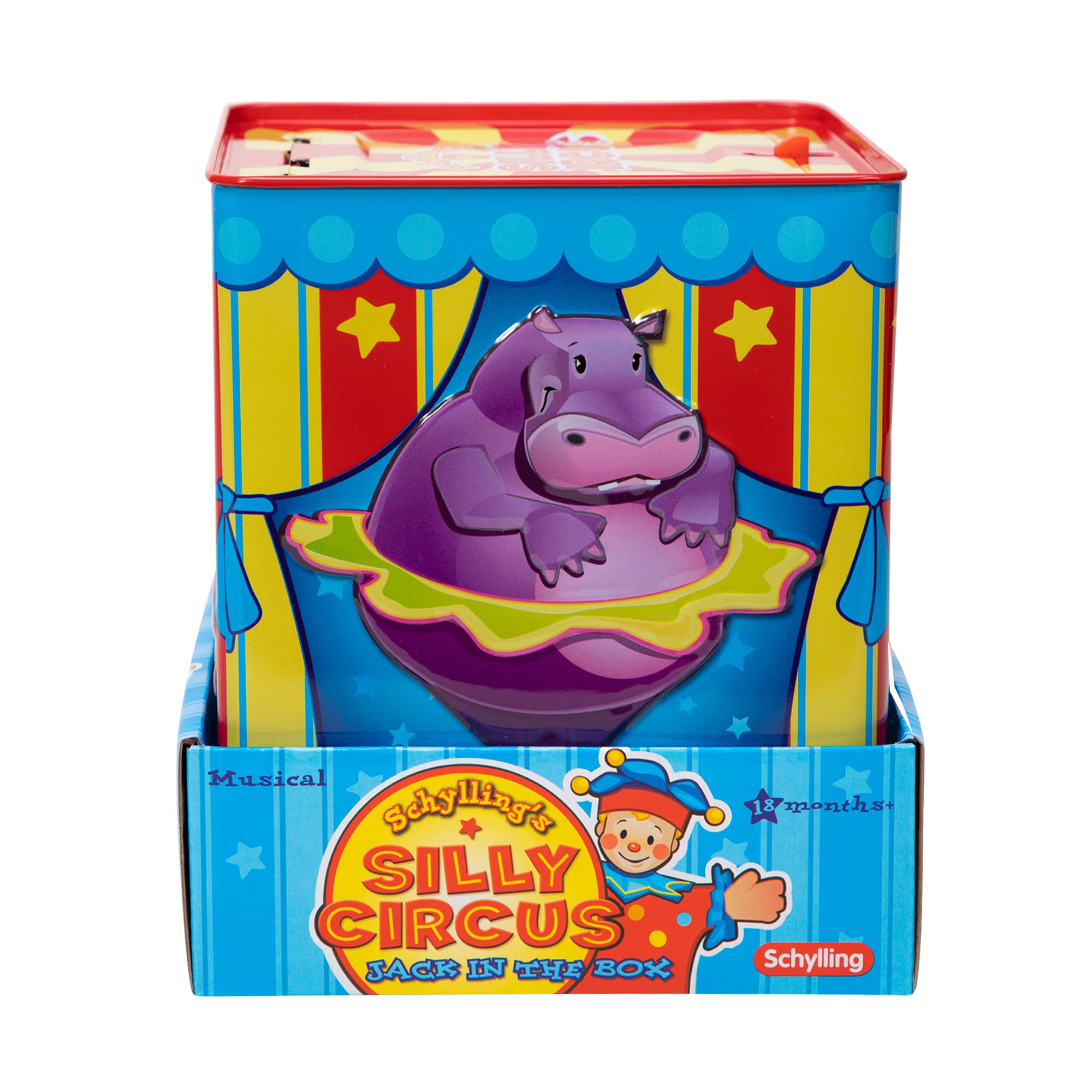 Silly Circus Jack in the Box in Package Tray Side Dancing Hippo